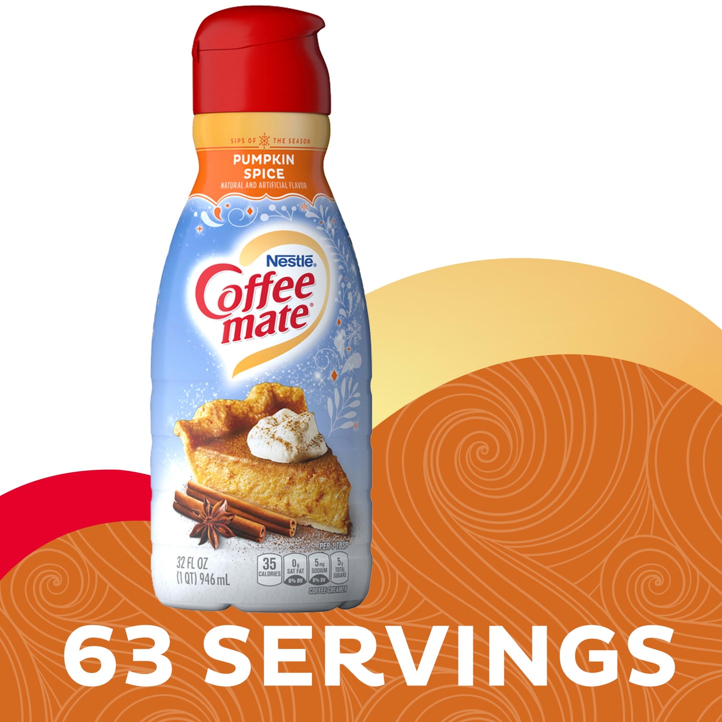 Nestle Coffee mate Pumpkin Spice Liquid Coffee Creamer, 32 fl oz