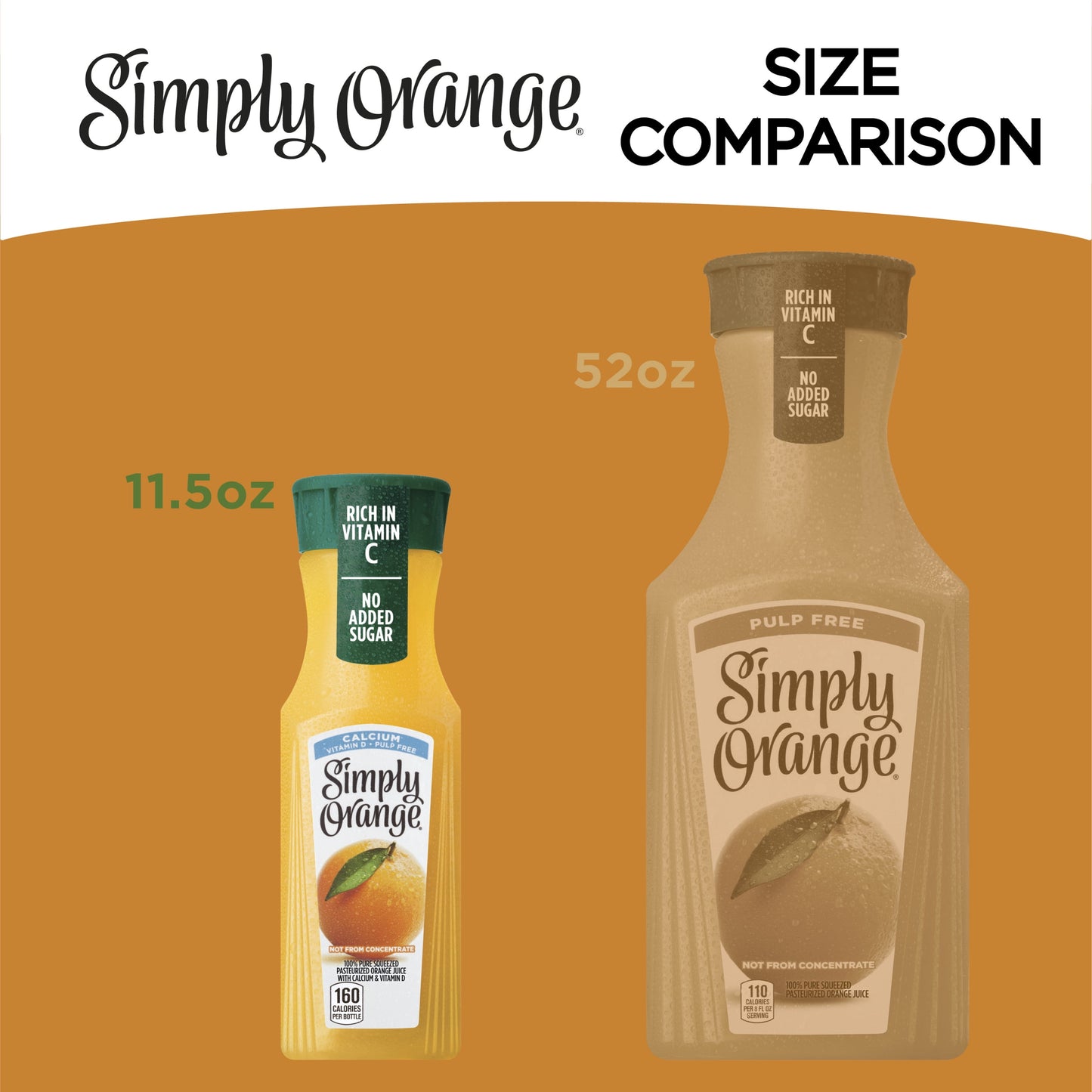 Simply Non GMO Vitamin C No Pulp Orange Juice, 11.5 fl oz Bottle