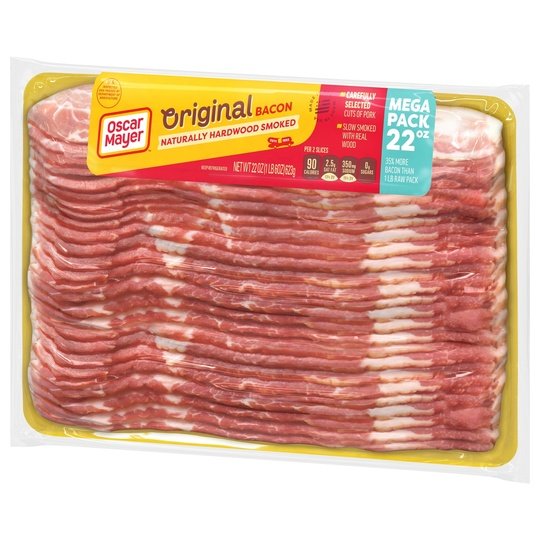 Oscar Mayer Original Bacon 12-Hour Natural Wood Smoked Mega Pack, 22 oz Pack