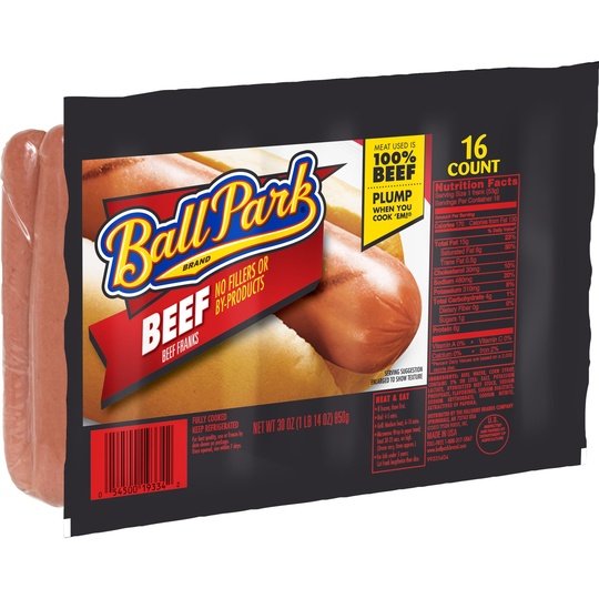 Ball Park Beef Hot Dogs, 30 oz, 16 Count