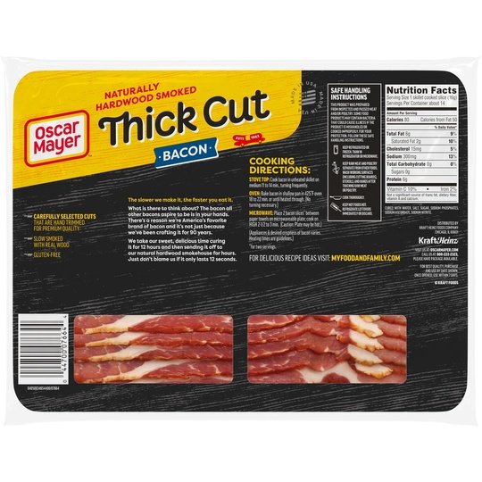 Oscar Mayer Thick Cut Bacon 12-Hour Smoked Mega Pack, 22 oz Pack