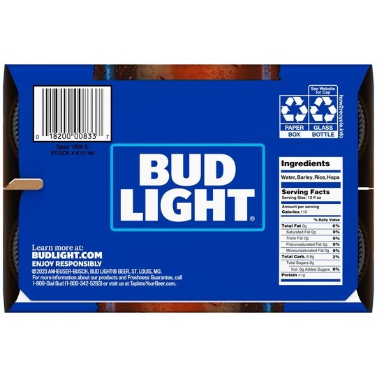 Bud Light Beer, 6 Pack Lager Beer, 12 fl oz Glass Bottles, 4.2% ABV, Domestic Beer