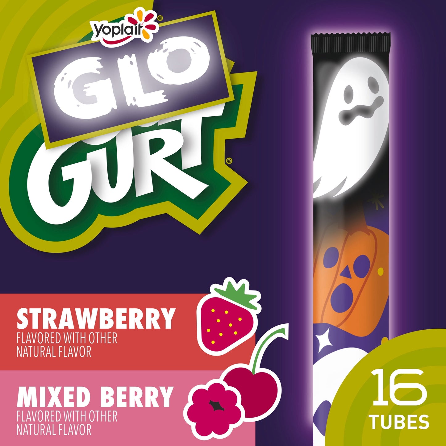 Go-GURT Strawberry and Mixed Berry Kids Fat Free Yogurt Variety Pack, Gluten Free, 2 oz. Yogurt Tubes (16 Count)