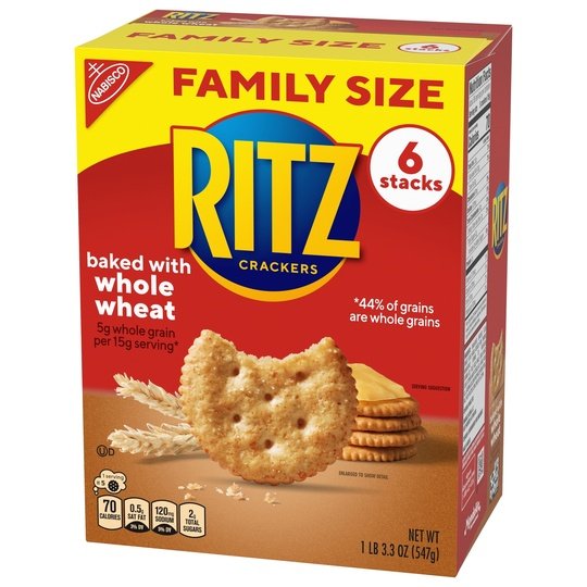 RITZ Whole Wheat Crackers, Family Size, 19.3 oz