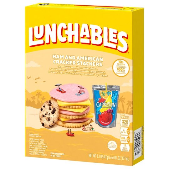 Lunchables Ham & American Cheese Cracker Stackers Kids Lunch Meal Kit, 9.1 oz Box