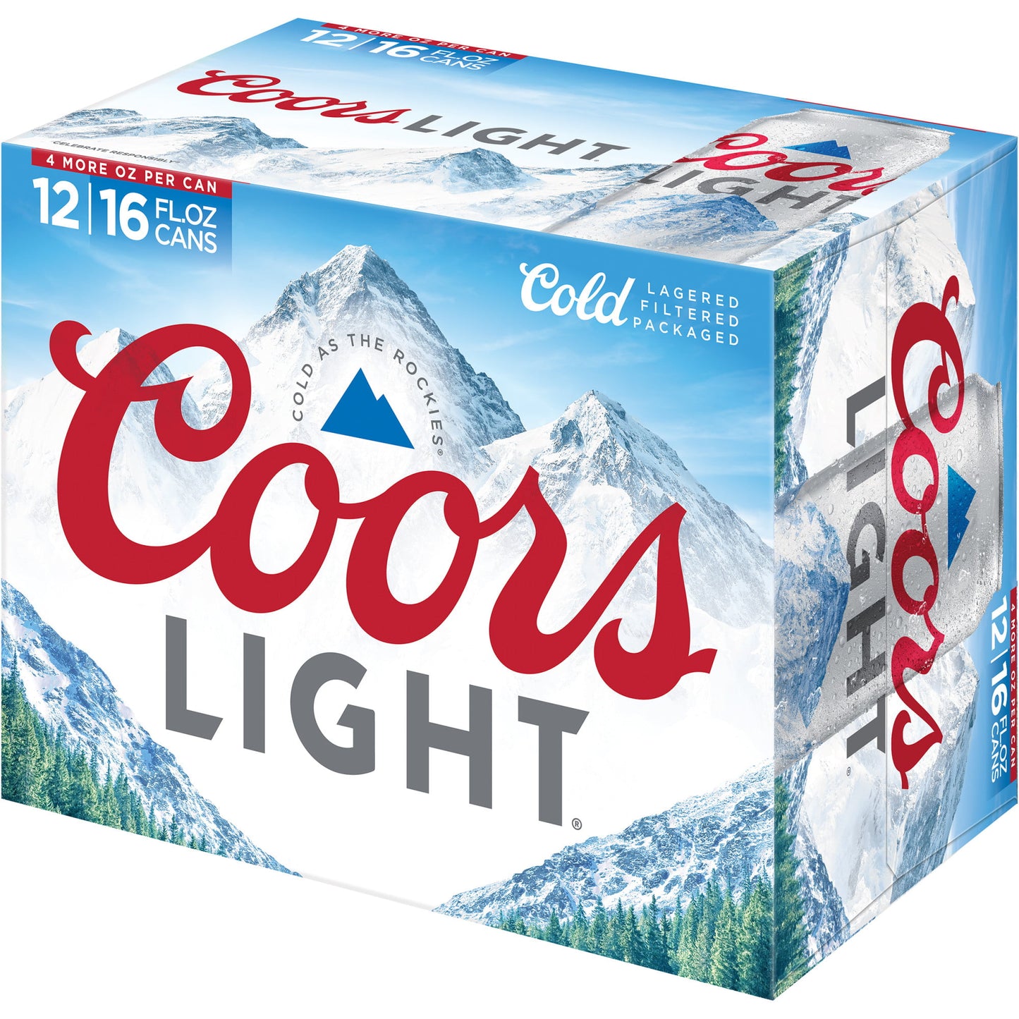 Coors Light Lager Beer, 12 Pack, 16 fl oz Cans, 4.2% ABV