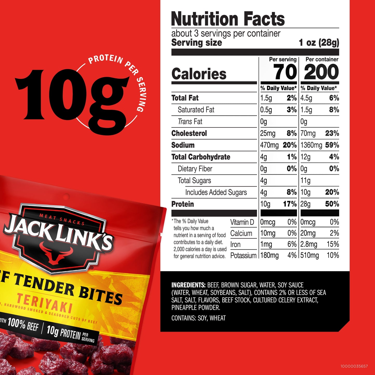 2.85oz Jack Links Teriyaki Beef Tender Bites 1/1 Count