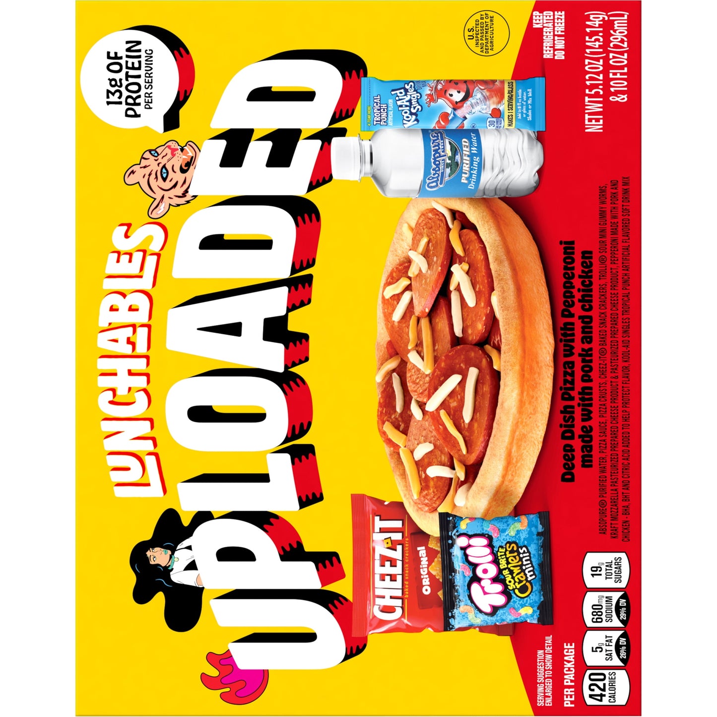 Lunchables Uploaded Deep Dish Pizza with Perpperoni Kids Lunch Meal Kit, 15.12 Oz Box