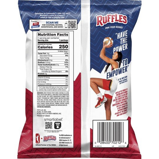 Ruffles Ridge Twists Smoky BBQ Flavored Snack Chips, 1.75 oz Bag