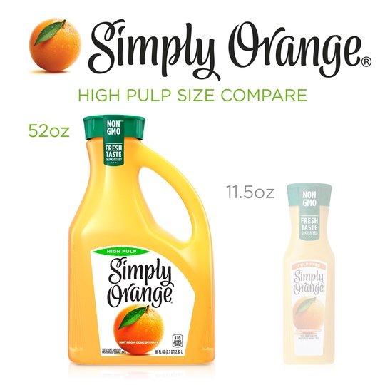 Simply Non GMO High Pulp Orange Juice, 89 fl oz Bottle