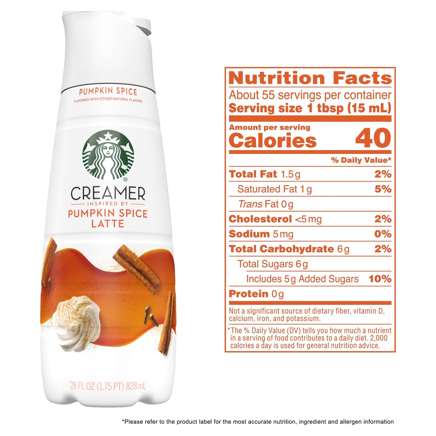 Starbucks Liquid Coffee Creamer, Pumpkin Spice Creamer, 28 oz. Bottle