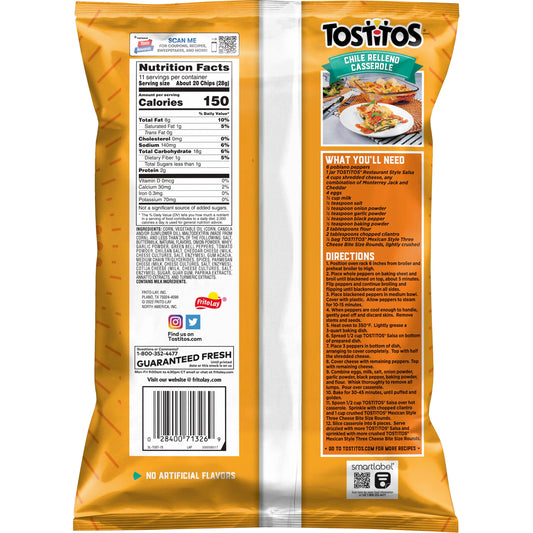 Tostitos Mexican Style Three Cheese Tortilla Round Chips, 11 oz