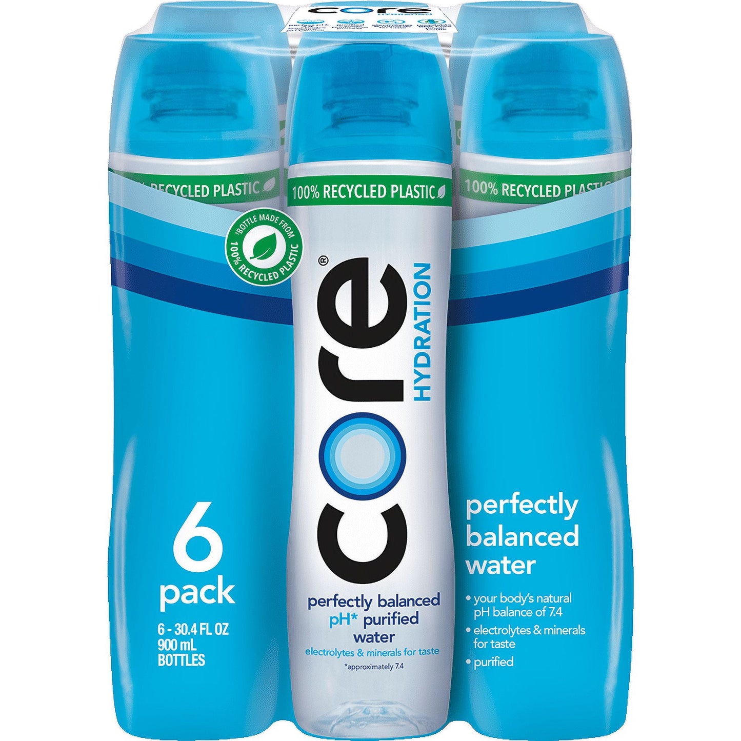 CORE Hydration Perfectly Balanced Drinking Water, 30.4 fl oz bottles, 6 Count