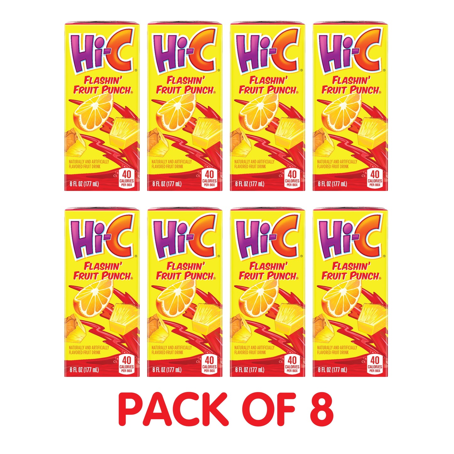 Hi-C Flashin Fruit Punch Juice, 6 fl oz, 8 Juice Boxes