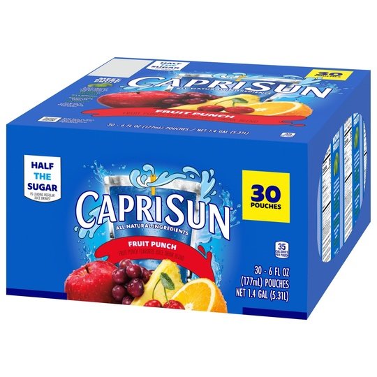 Capri Sun Fruit Punch Juice Box Pouches, 30 ct Box, 6 fl oz Pouches