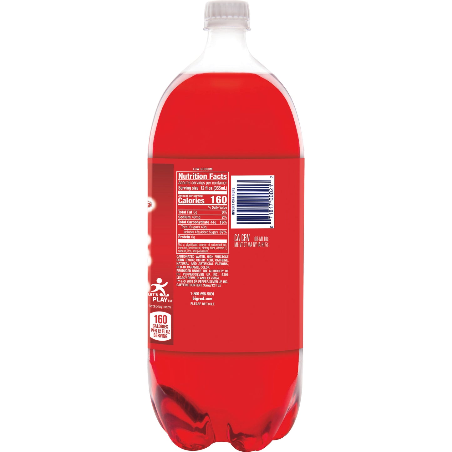 Big Red Soda Pop, 2 L bottle