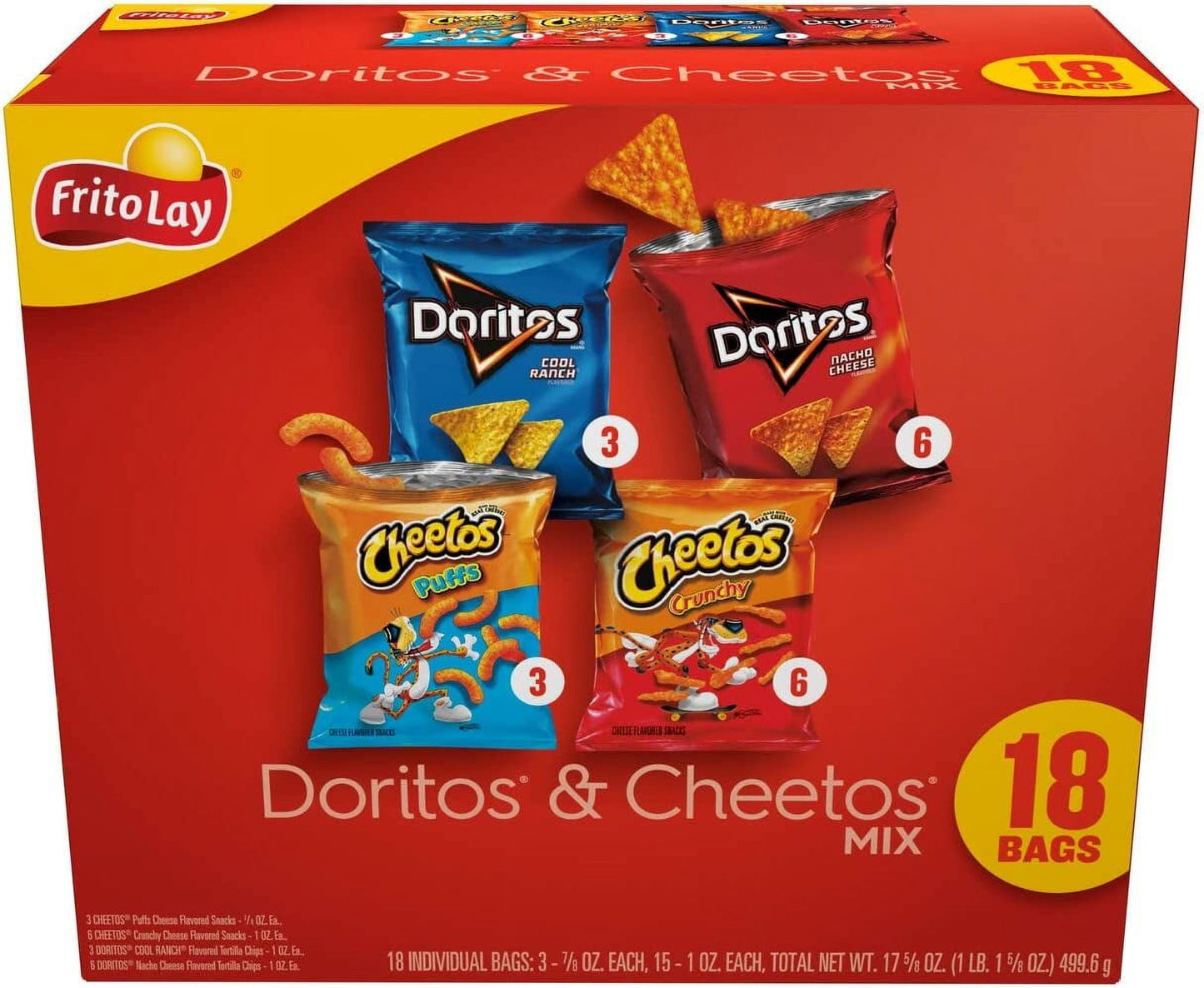 Frito-Lay Doritos & Cheetos Mix Variety Pack, 18 Count