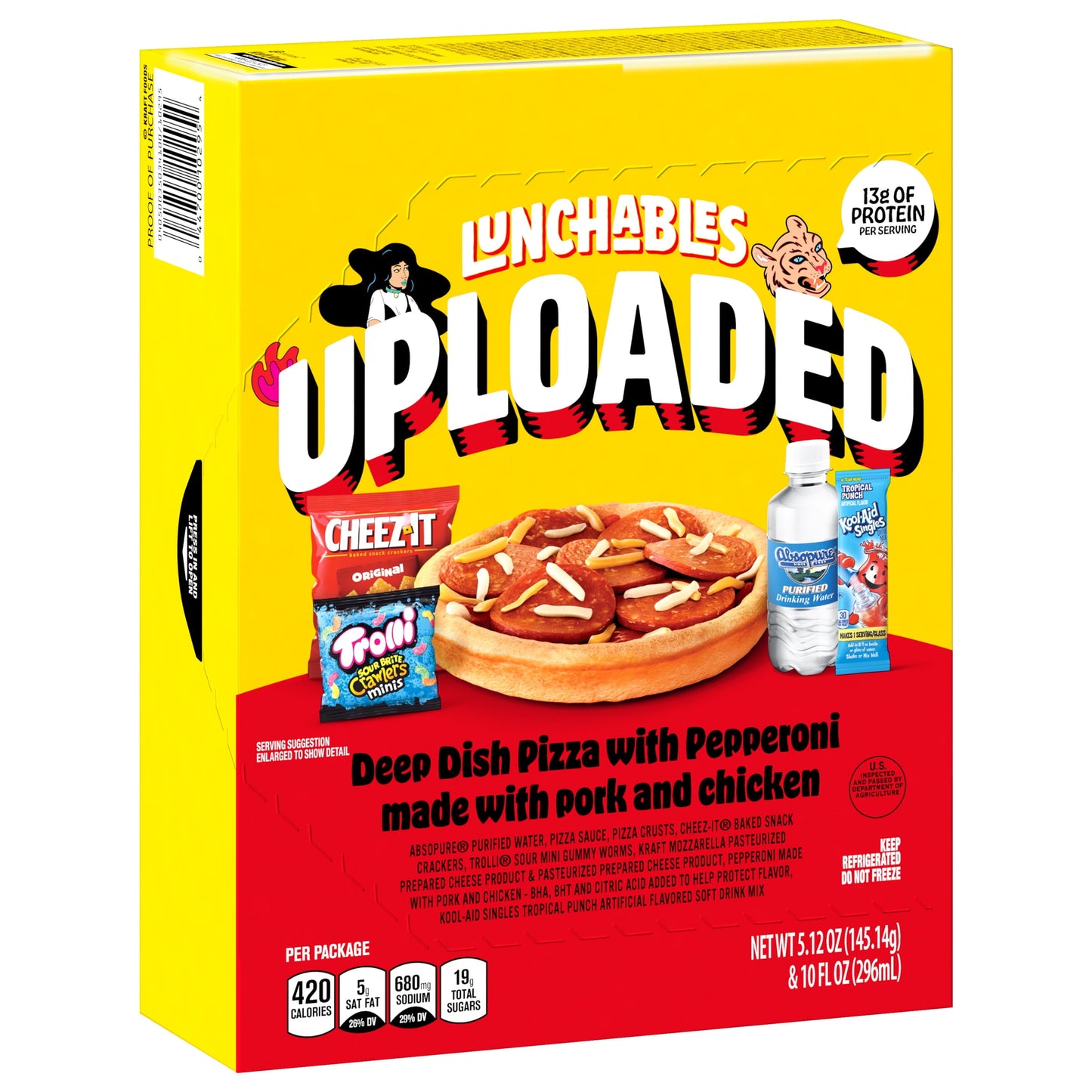 Lunchables Uploaded Deep Dish Pizza with Perpperoni Kids Lunch Meal Kit, 15.12 Oz Box