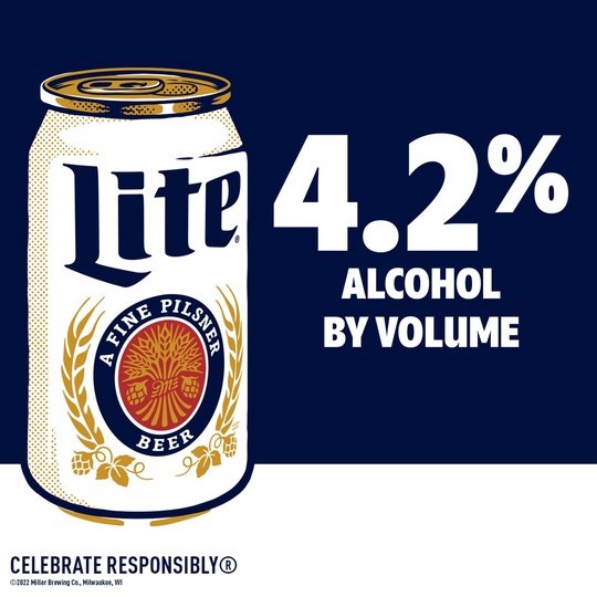 Miller Lite Lager Beer, 12 Pack, 12 fl oz Cans, 4.2% ABV