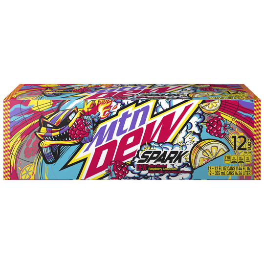 Mountain Dew Spark Soda Pop Raspberry Lemonade12 oz, 12 Count