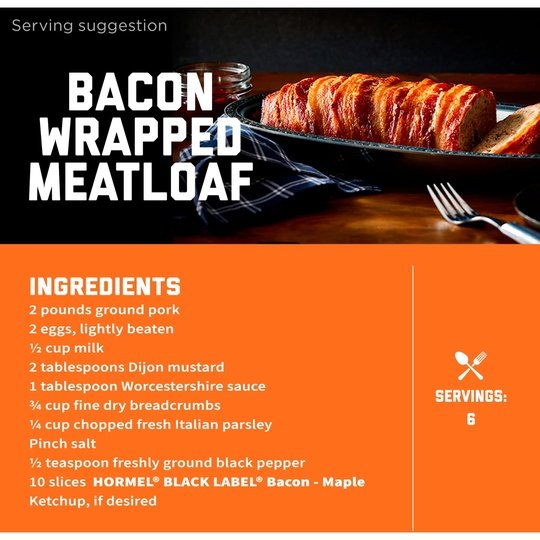 HORMEL BLACK LABEL Maple Pork Bacon, Gluten Free, 12 oz Plastic Package