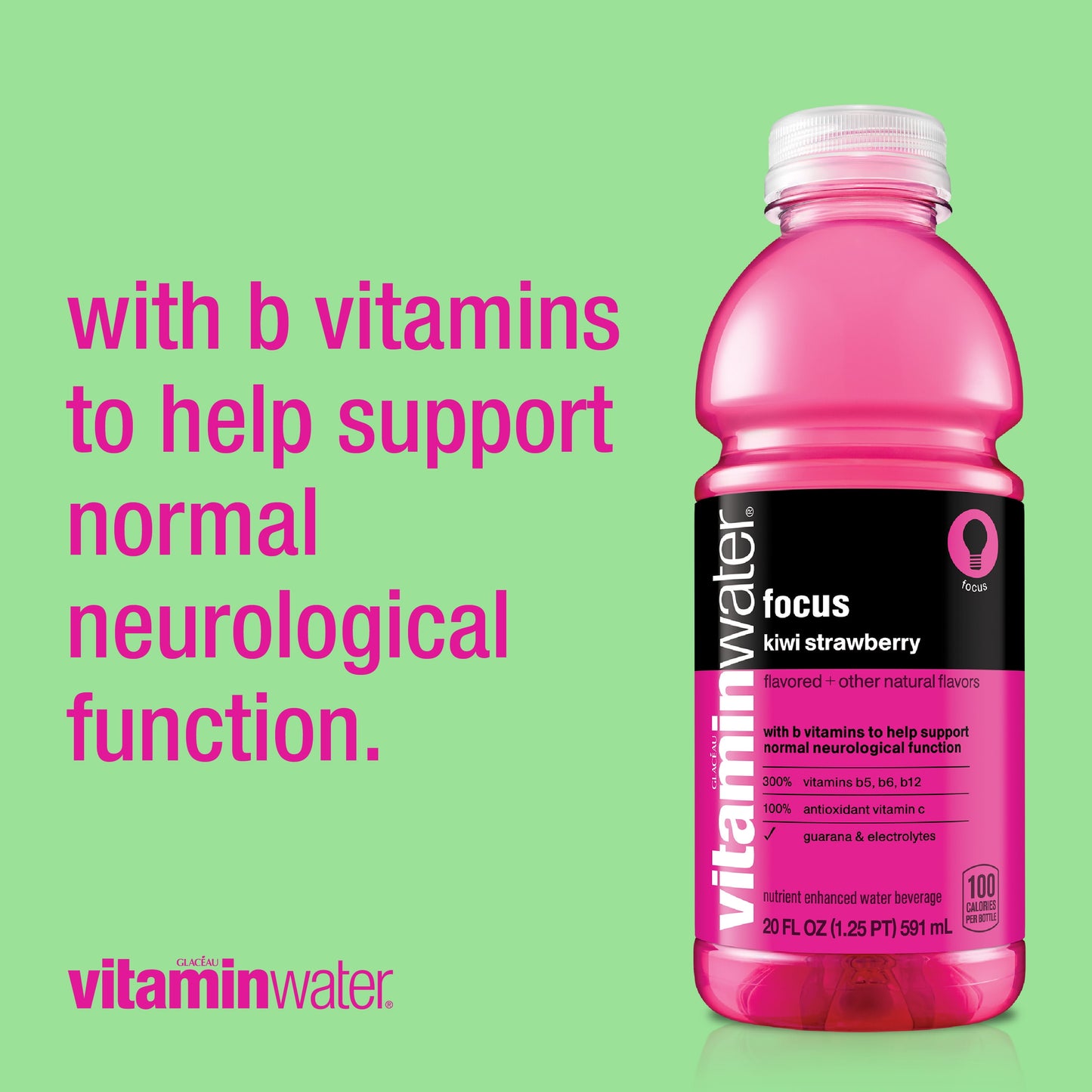vitaminwater focus electrolyte enhanced water, kiwi-strawberry drink, 20 fl oz