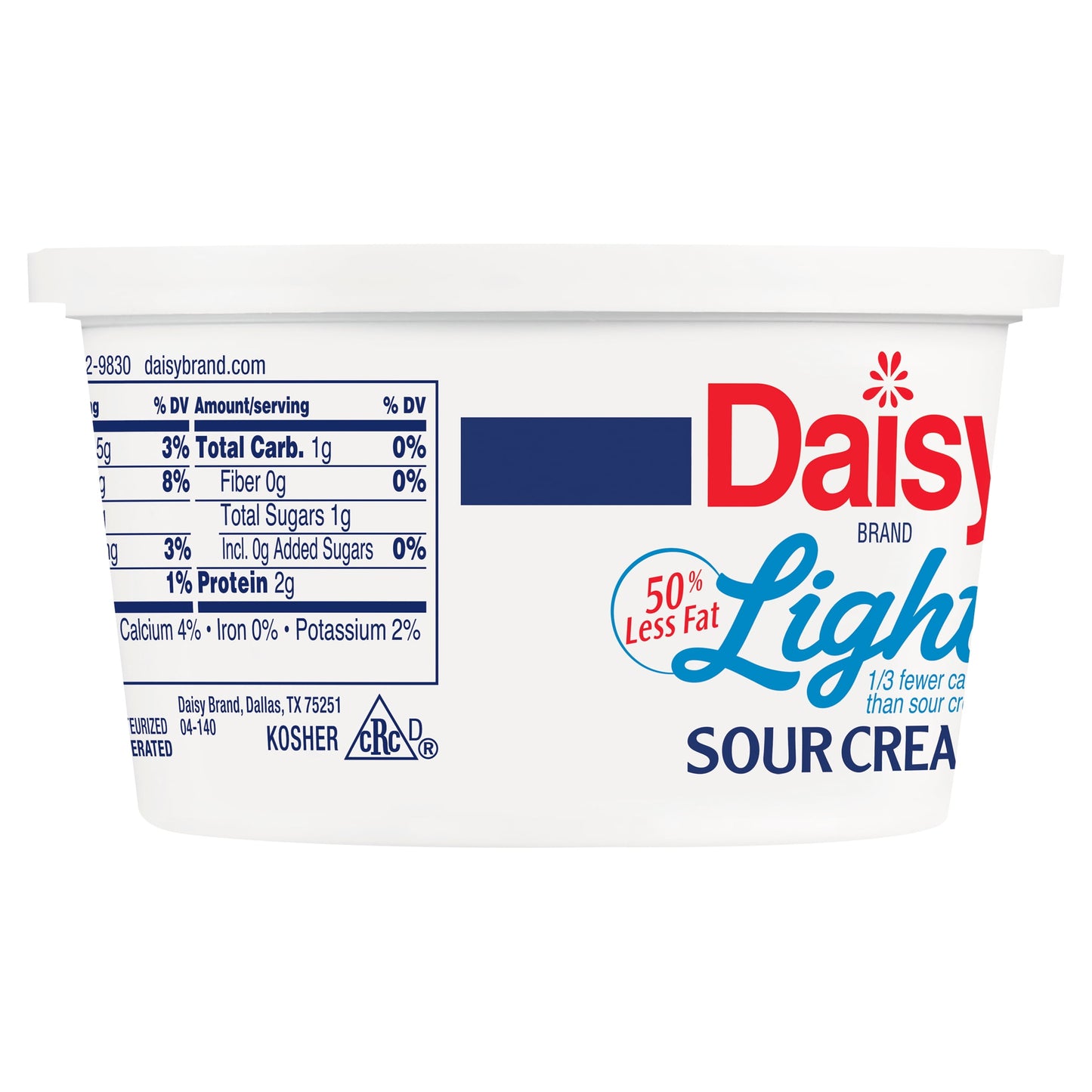 Daisy Pure and Natural Light Sour Cream, 50% Less Fat, 8 oz Tub (Refrigerated)