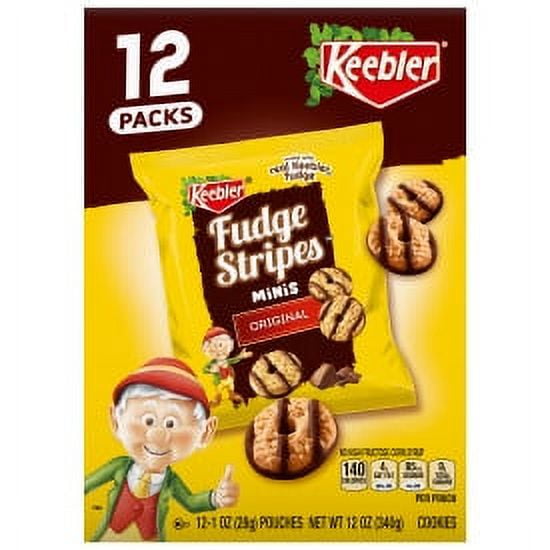 Keebler Mini Fudge Stripe Cookies 12 Count Snack Packs