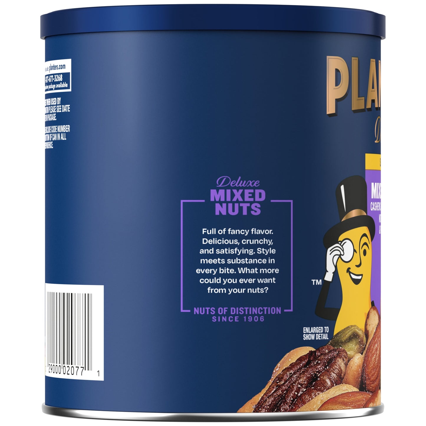 PLANTERS Deluxe Salted Mixed Nuts, Party Snacks, Plant-Based Protein 15.25oz (1 Canister)