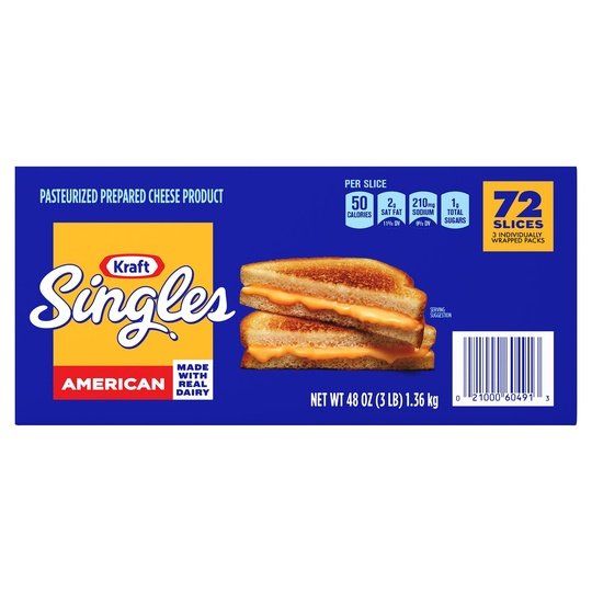 Kraft Singles American Cheese Slices, 72 Ct Box