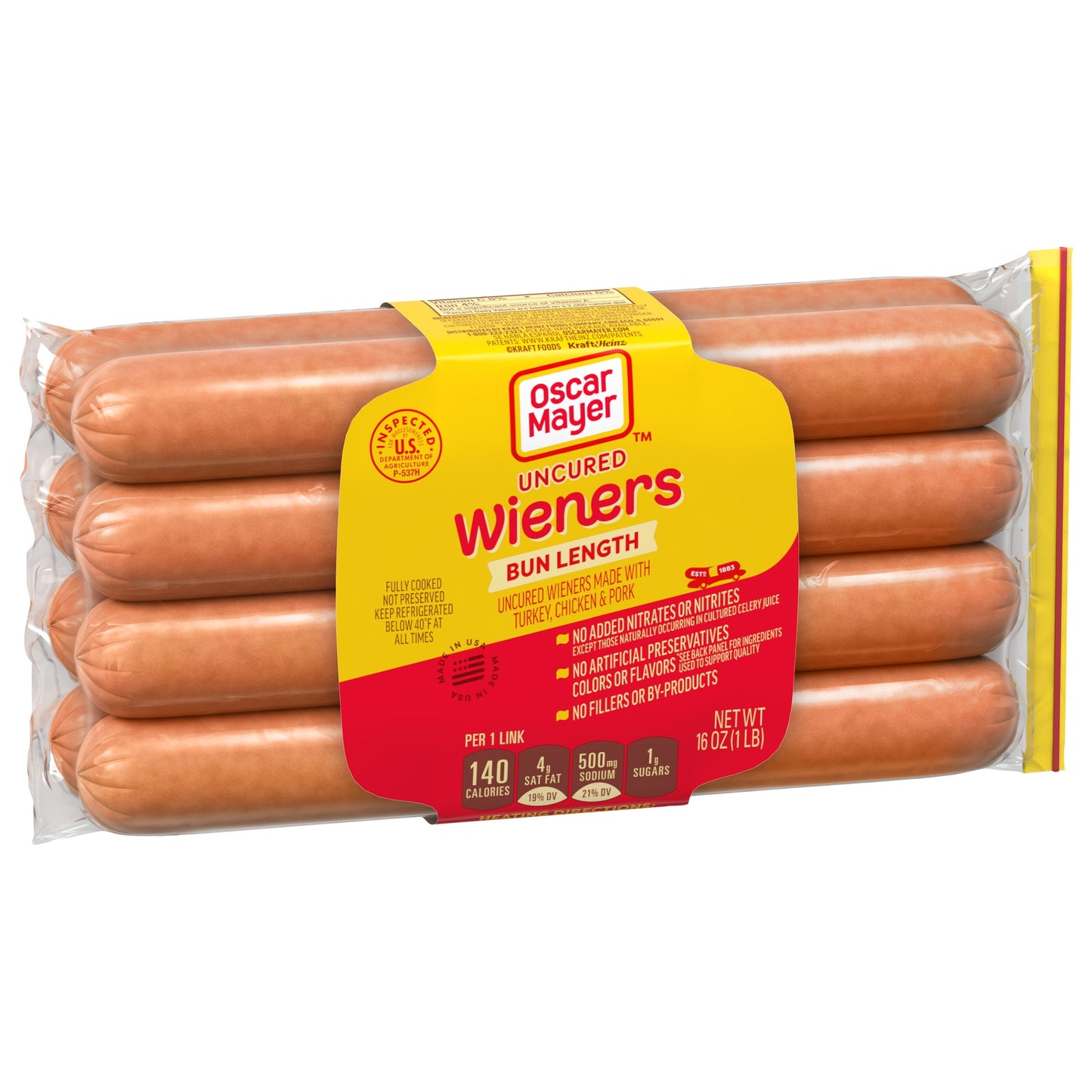 Oscar Mayer Uncured Bun-Length Wieners Hot Dogs, 8 ct. Pack