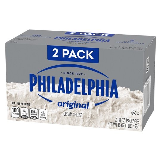 Philadelphia No Preservatives Original Cream Cheese 8 oz, 2 Count