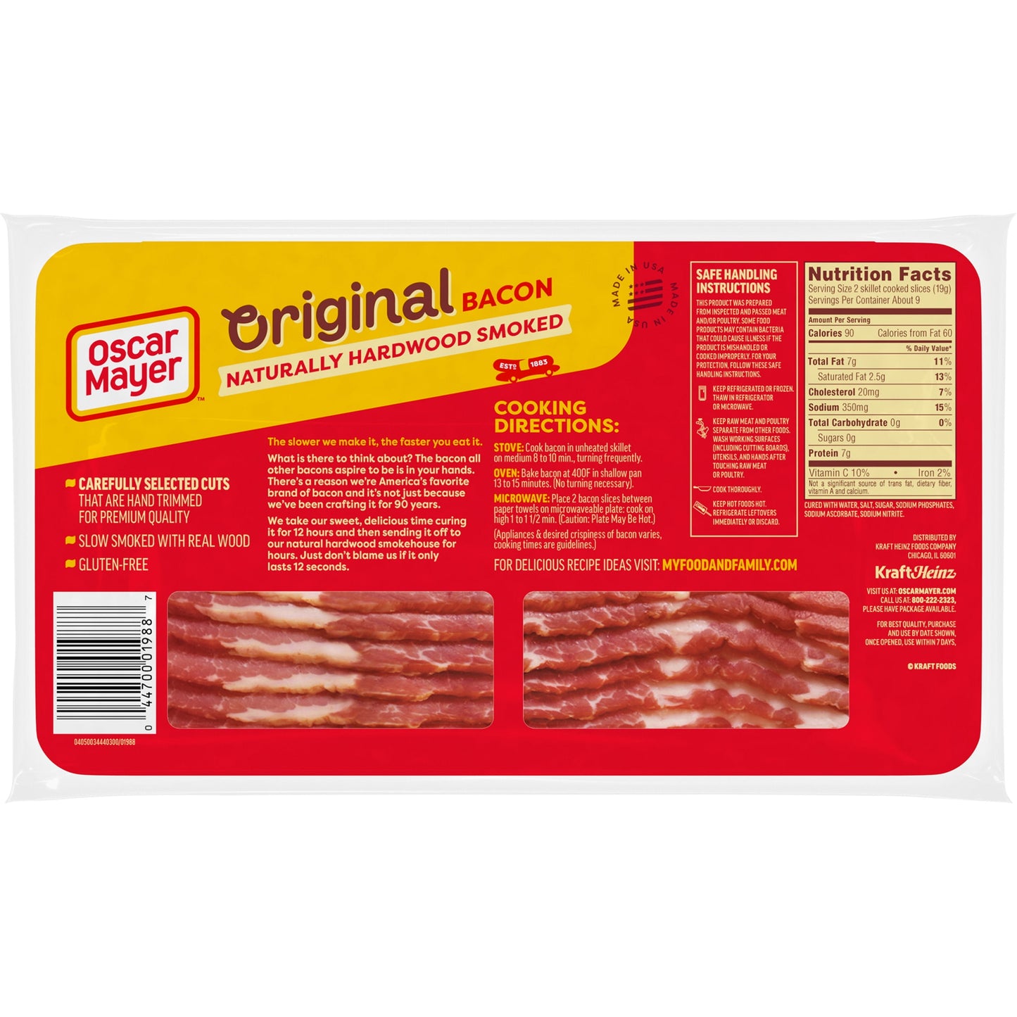 Oscar Mayer Original Bacon 12-Hour Natural Wood Smoked, 16 oz Pack