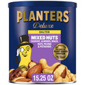 PLANTERS Deluxe Salted Mixed Nuts, Party Snacks, Plant-Based Protein 15.25oz (1 Canister)