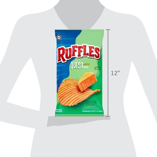 Ruffles Potato Chips Queso Cheese Flavored 8 Oz