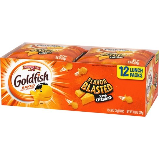 Goldfish Flavor Blasted Crackers, Xtra Cheddar Snack Packs, 12 Count Multipack