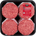 All Natural* 80% Lean/20% Fat Ground Beef Chuck Patties, 12 Count, 4 lb Tray