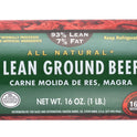 All Natural* 93% Lean/7% Fat Lean Ground Beef, 1 lb Roll