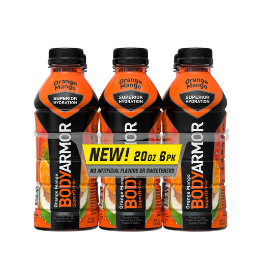 BODYARMOR Sports Drink Orange Mango, 20 fl oz, 6 Pack