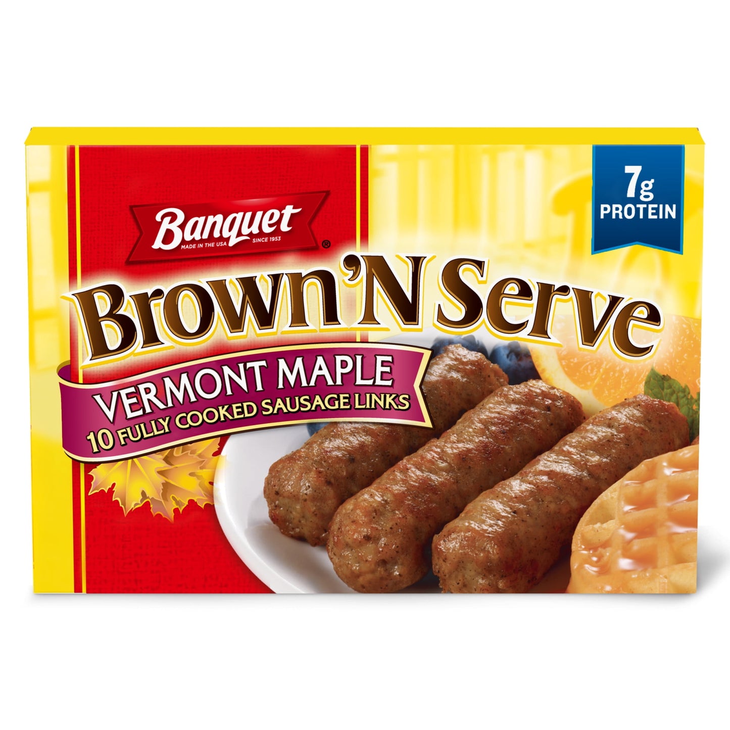Banquet Brown 'N Serve Fully Cooked Vermont Maple Sausage Links, 6.4 oz, 10 Count (Frozen)