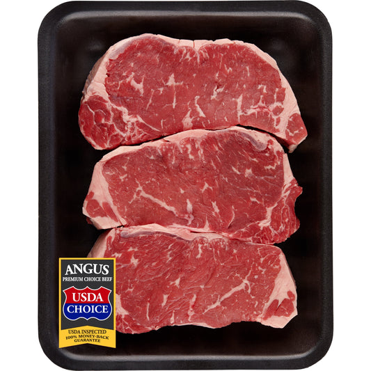 Beef Choice Angus New York Strip Steak Family Pack, 1.53 - 2.63 lb Tray