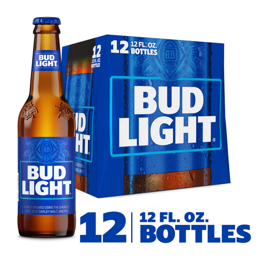 Bud Light Beer, 12 Pack Lager Beer, 12 fl oz Glass Bottles, 4.2% ABV, Domestic Beer