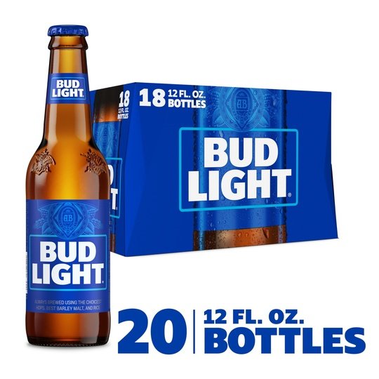 Bud Light Beer, 20 Pack Lager Beer, 12 fl oz Glass Bottles, 4.2 % ABV, Domestic