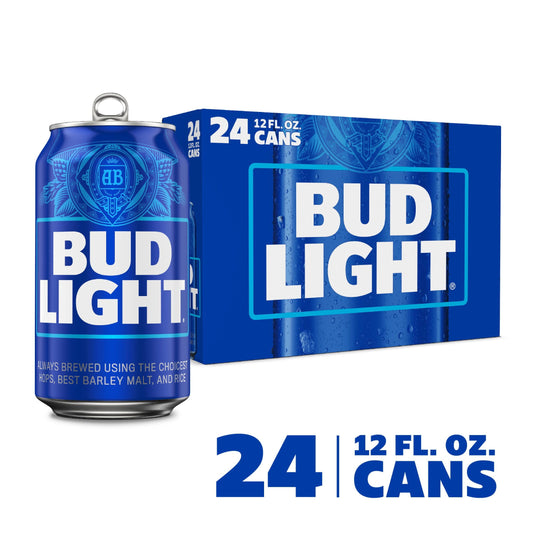 Bud Light Beer, 24 Pack, 12 fl oz Aluminum Cans, 4.2% ABV, Domestic Lager