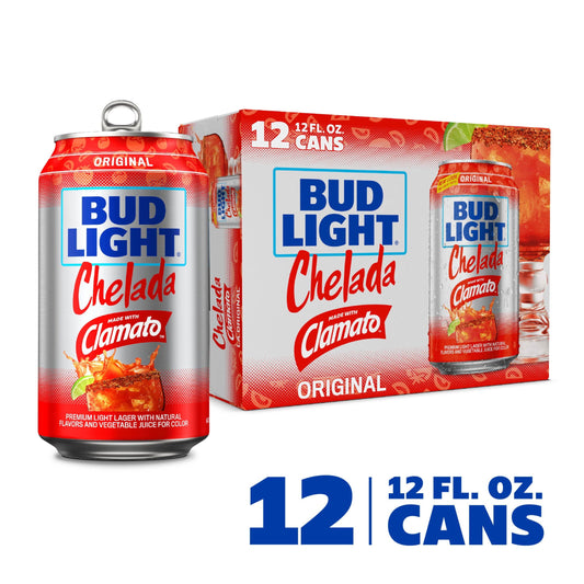 Bud Light Chelada 12 Pack, 12 fl oz Aluminum Cans, Domestic, 10% ABV