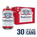 Budweiser Beer, 30 Pack Beer, 12 fl oz Aluminum Cans, 5 % ABV, Domestic Lager