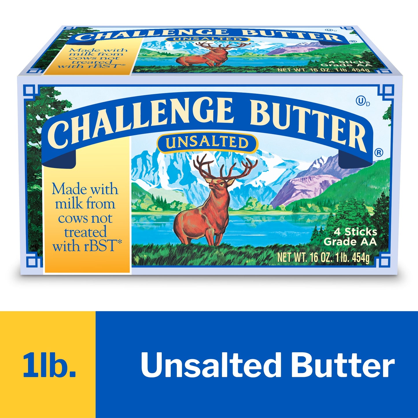 Challenge Butter, Unsalted Butter, 16 oz, 4 Sticks