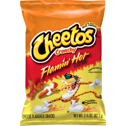 Cheetos Crunchy Flamin' Hot Cheese Flavored Snack Chips, 3.25 oz Bag