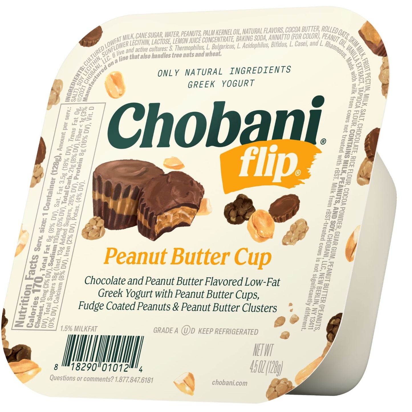 Chobani Flip Low-Fat Greek Yogurt, Peanut Butter Cup 4.5 oz, Plastic