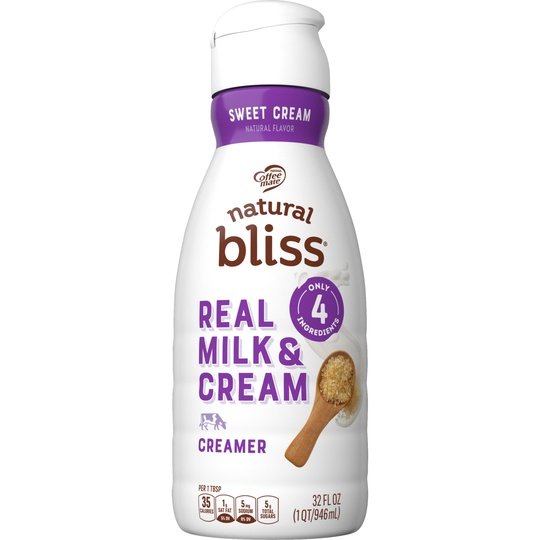 Coffee mate Natural Bliss Real Milk & Cream Sweet Cream Flavored Coffee Creamer, 32 fl oz